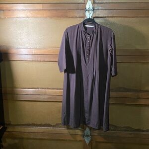 Chic Button-Down Midi Dress in Deep Brown